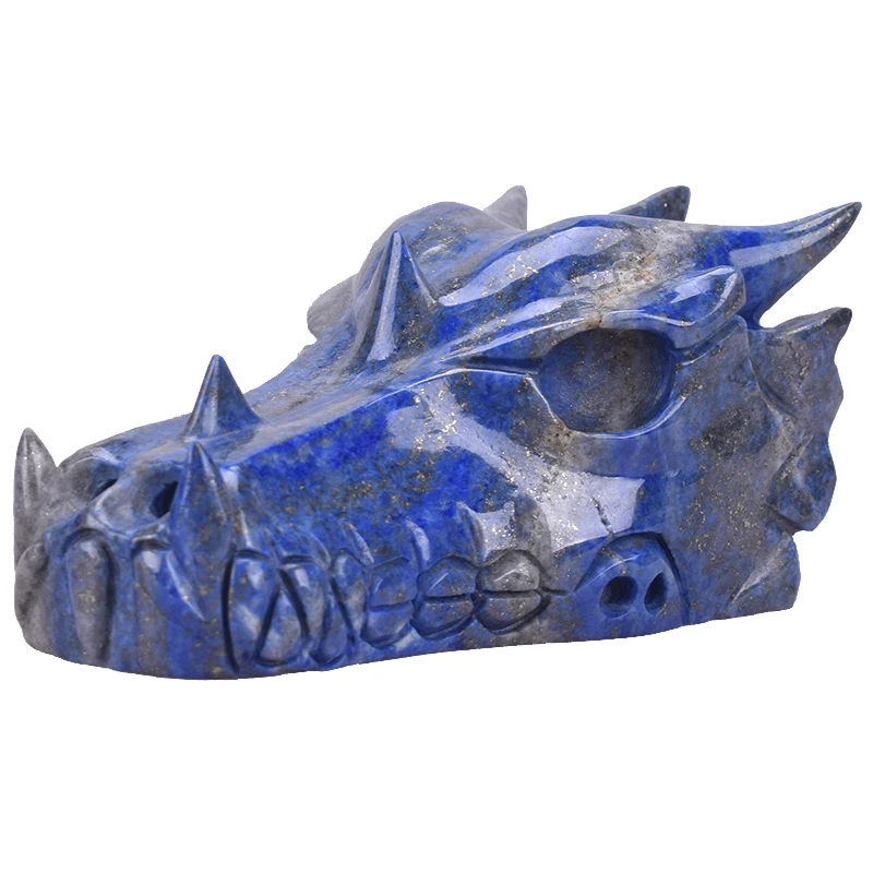 

5 '' Dragon Head Skull Statue Gemstone Carving Natural Lapis Lazuli Hand Carved Healing Crystal Skull Home Decor Art Collection