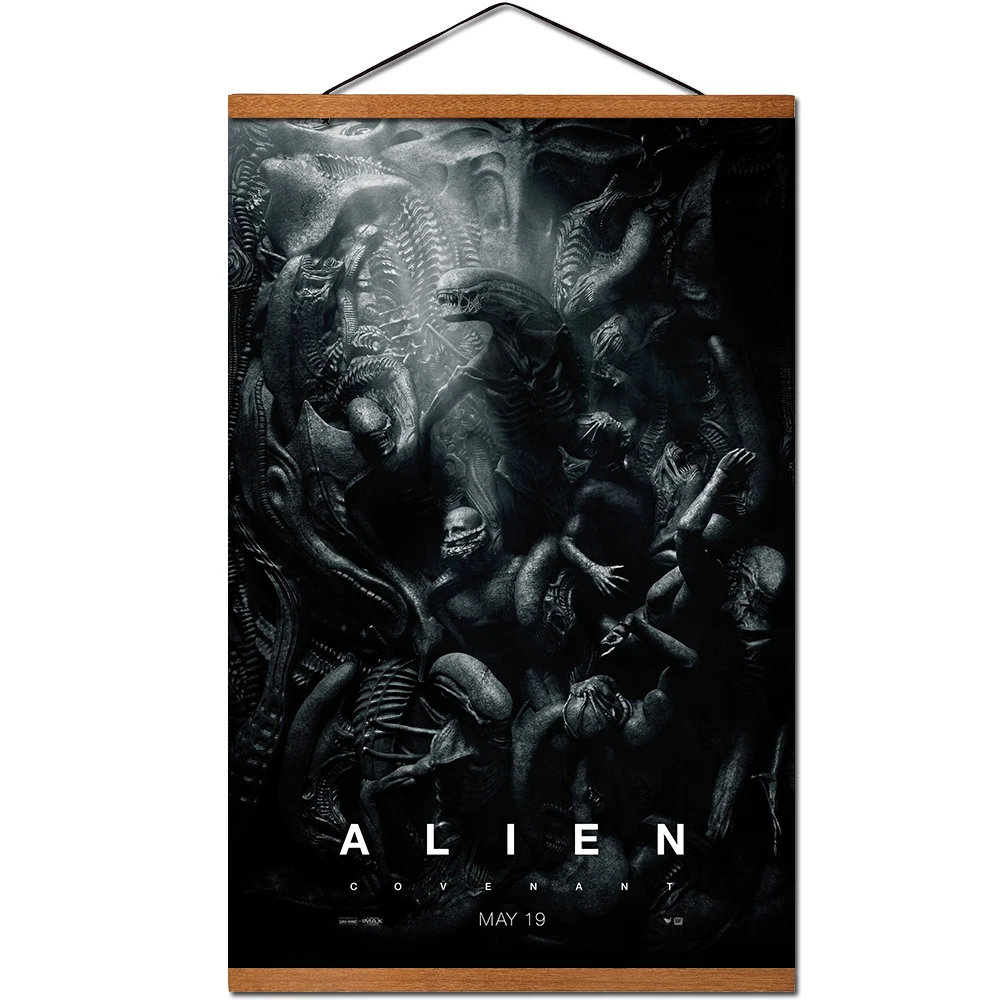 

Alien Covenant Hanging Poster Scroll Canvas Painting With Teak Wood Wall Art Pictures