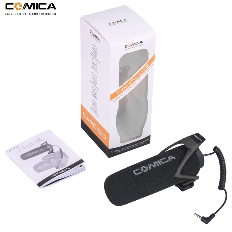Comica CVM-V30 Lite Video Recording Mic On Camera / Phone Microphone for Canon Nikon Sony DSLR Camcorder For iPhone Samsung S10