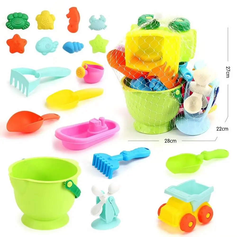 18pcsbeachtoys Мягкие силиконовые пляжные игрушки для детей набор песочницы Набор морской песок ведро грабли песочные часы стол для воды играть забавная Лопата Форма летняя игрушка - Цвет: 18pcsbeachtoys