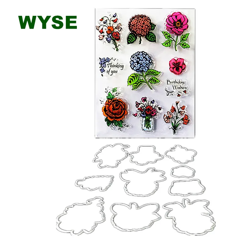 

DIY Metal Cutting Dies and Clear Rubber Stamp Dies Flower Girl Stamp with dies Set for card making scrapbooking