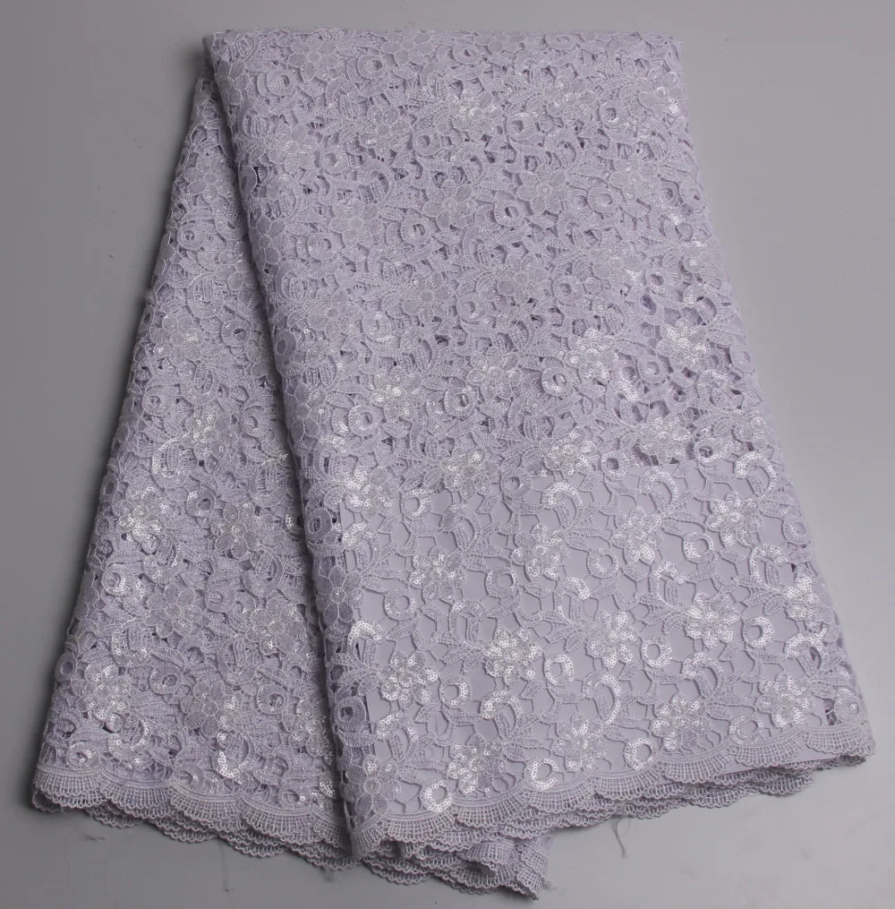 

African Guipure Lace Fabric High Quality 2016 With Sequins Single Color African Cord Lace Fabric Latest For Party Dress XY-A17
