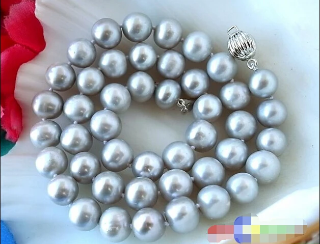

Free shipping >>>>>p1223 17" 11MM GRAY ROUND FRESHWATER CULTURED PEARL NECKLACE