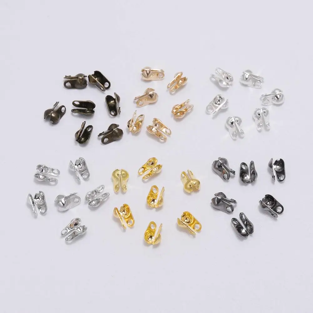 

200pcs/lot Connector Clasp Ball Chain Calotte End Crimps Beads Connectors For Jewelry Making Findings DIY Accessories Supplies