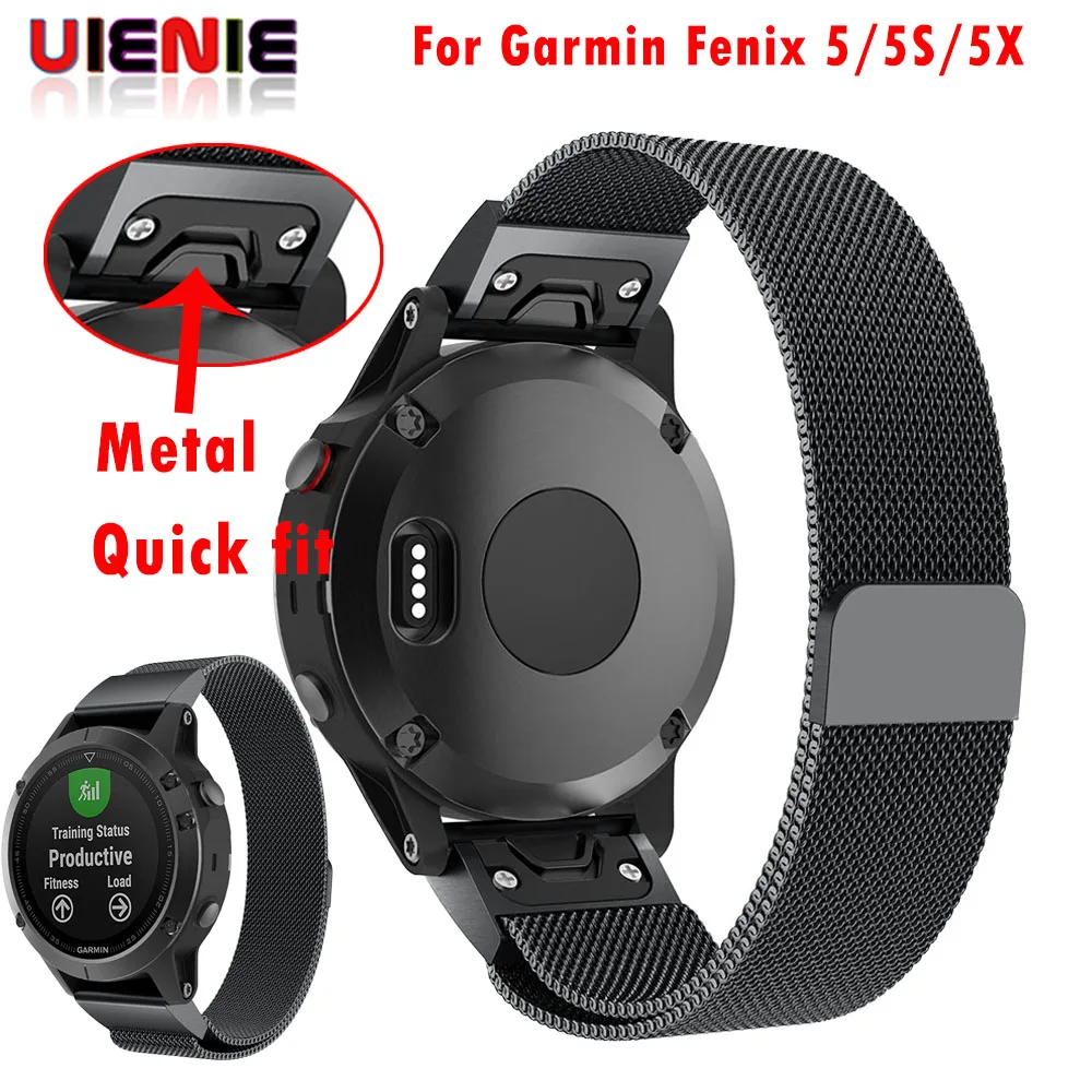 26 22 20 мм Quick Release Easy Fit миланские часы наручные ремешок для Garmin Fenix 5X5 5S 3 3HR S60 D2 Mk1 Смарт-часы для мужчин