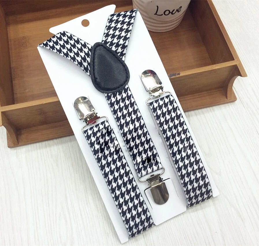 

Boys Girls Kids Suspender Houndstooth Checks Pattern Y-Back Braces Clip-on Checker Adjustable Elastic Suspenders YHH0079