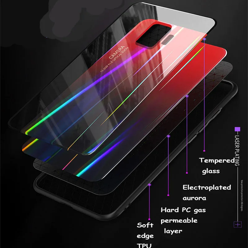 Градиентный лазерный чехол из закаленного стекла для телефона Samsung Galaxy S20 S9 S10 Plus