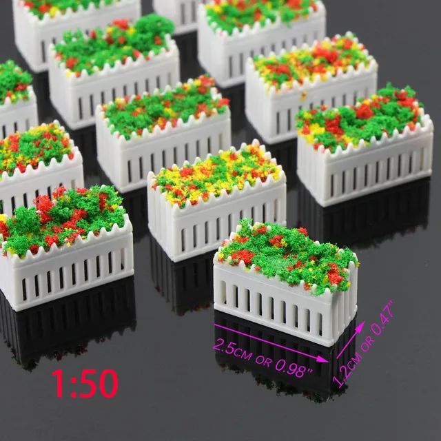 GY39 12pcs Model Rectangle Flowerbed Park Garden Railway Border Parterre 1:100 1:50  1:75 1:150