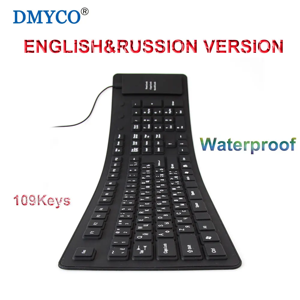 Russian USB Wired Soft Flexible Silicone Gaming Keyboard Waterproof