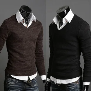 men's v neck sweater with dress shirt