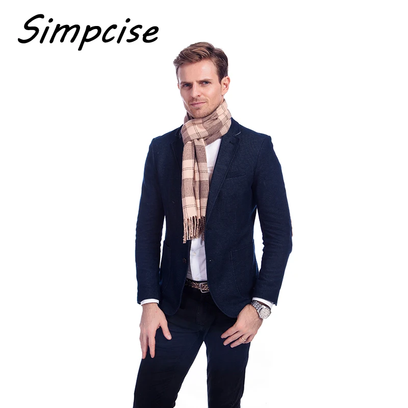 best scarves for men Business Tartan winter men scarf Big Size Soft Tassel Left And Right Version Cachecol  Brand A3A1743 black scarf mens