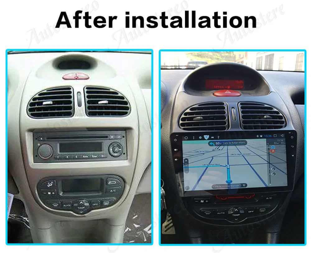 Best 9" IPS Android 9.0 Car Stereo Auto Radio For Peugeot 206 2000-2016 FM Audio Video Multimedia GPS Navigation Backup Camera No DVD 1