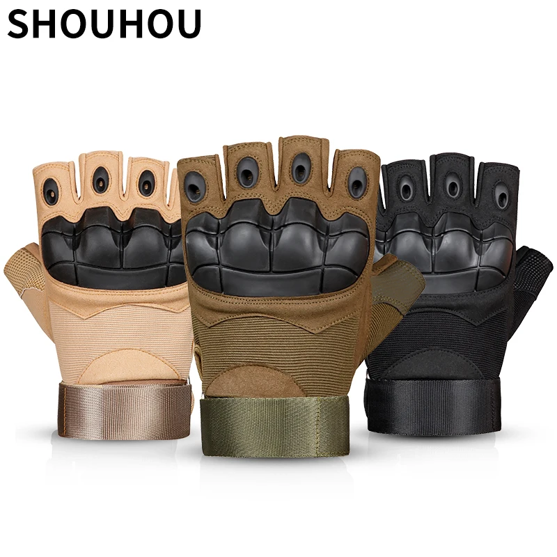 

SHOUHOU Summer Semi-finger Male Tactical Gloves Mittens Fashion Men Military Gloves Sports Fitness Gloves