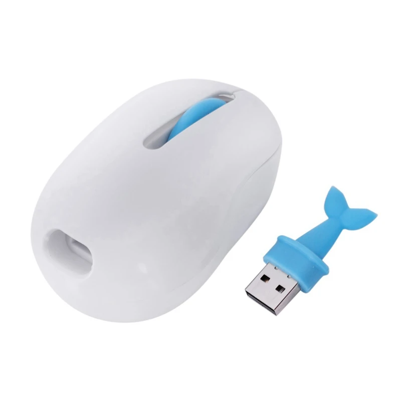Usb-ресивер беспроводной мыши беспроводной милый Дельфин Мультфильм 2,4 ГГц оптическая мини компьютерная мышь белый + синий пластик