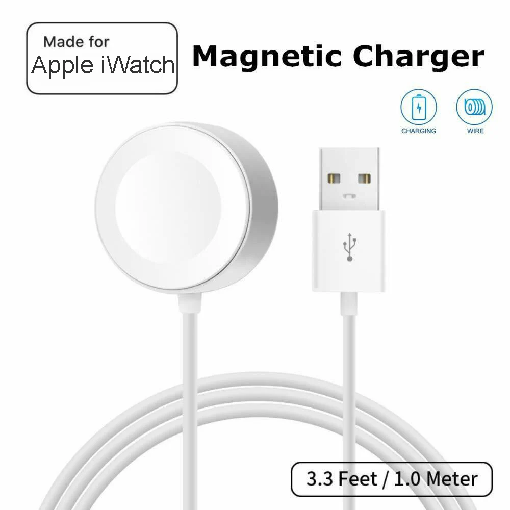 

Wireless Charger Fast Charging Station for Watch Series 1/2/3/4 USB Magnetic Watch Charger with 1m Cable for Apple Watch White F