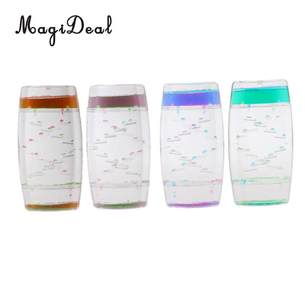 1Pc Square Floating Oil Liquid Bubbler Motion Timer Hour Glass Ladder for Room Desk Table Decor Children Kids Toy Novelty Gift