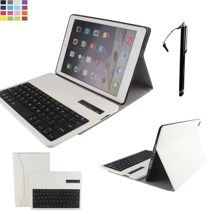 

New PU Leather Keyboard Cover For Apple iPad Air 2 /for iPad 6 9.7" Case w/ ABS Detachable Removable Wireless Bluetooth Keyboard