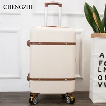 CHENGZHI2" 24"-дюймовый девочек ретро прокатки багаж spinner женщины Чемодан Колеса дорожные сумки на колесах