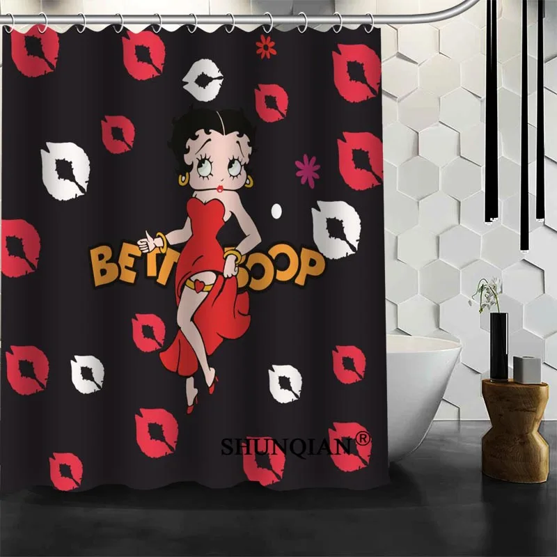 Best хороший обычай Betty Boop душ Шторы Для ванной Шторы Водонепроницаемый Ткань Ванная комната Шторы больше размер a6.1-37 - Цвет: Темно-серый