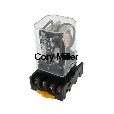 JQX 10F 2Z AC 220V Coil Electromagnetic Relay DPDT 8 Pin w Socket Base ...