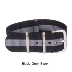 Durable Waterproof Nylon Watch Strap - Army Sport Design - 22mm (Black Grey Black)