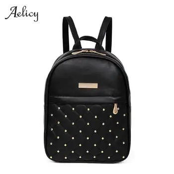 

Aelicy Luxury Women Backpack Causal Bags High Quality Bead Female Shoulder Bag PU Leather Backpacks for Girls mochila feminina