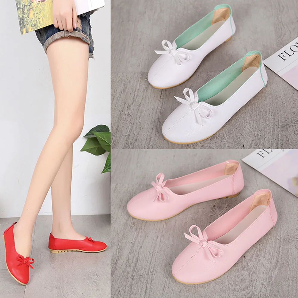 

Women Shoes Bow Knot Flats Round Head Shallow Mouth Single Shoes Female Flat Ballet Luxury Black Flat Shoes Women Ladies Shoes