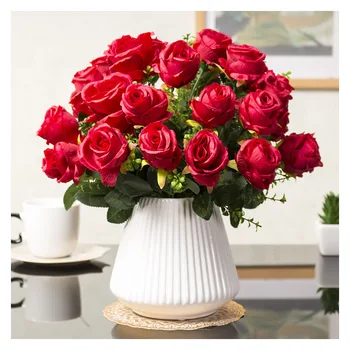 

Modern Ceramic Vase Ornament Porcelain Vase+Fake Flower Set Home Furnishing Craft Decoration Livingroom Flower Arrangement Decor