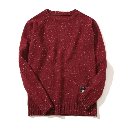 Мужской свитер размера плюс 5XL, дизайнерский черный вязаный шерстяной пуловер в горошек, Мужской осенне-зимний приталенный свитер с длинным рукавом и круглым вырезом для мальчиков - Цвет: Красный