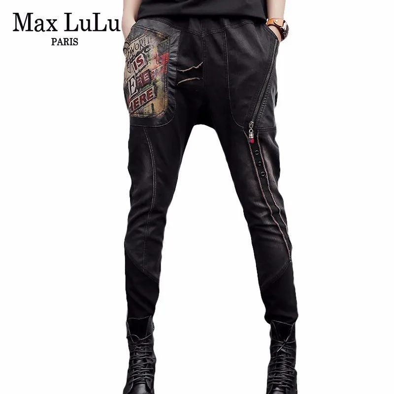 Max LuLu Autumn 2018 Fashion Korean Style Ladies Punk Cross Pants Womens 3d Printed Mom Jeans Black Push Up Woman Denim Trousers |