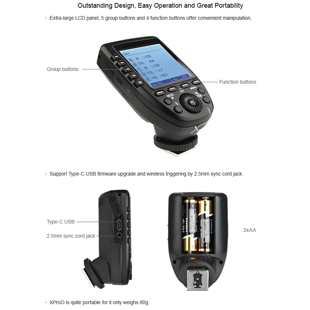 Godox Xpro-O 2.4G wireless X system TTL HSS Camera Flash Transmitter (45)