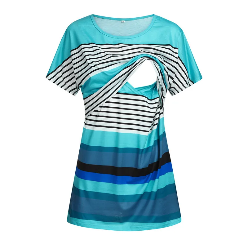 Maternity clothes 2019 summer new Women's Maternity Nursing Tops Striped Breastfeeding T-Shirt ropa mujer #4M10 (5)