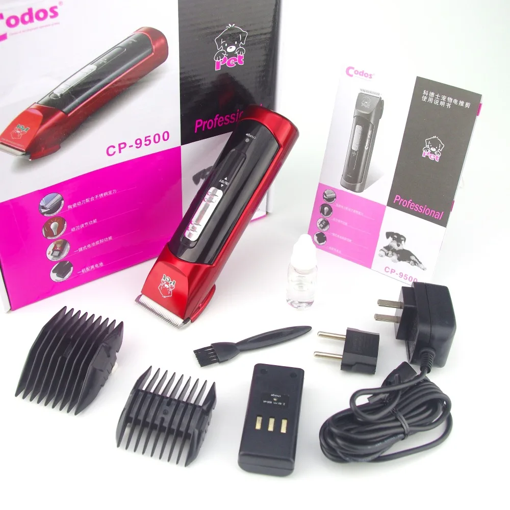 Продажа Новинка! Профессиональные ПЭТ электробритва собака триммер Clipper двойной батареи 4 Регулируемый резки Длина Codos CP9500 Перезаряжаемые