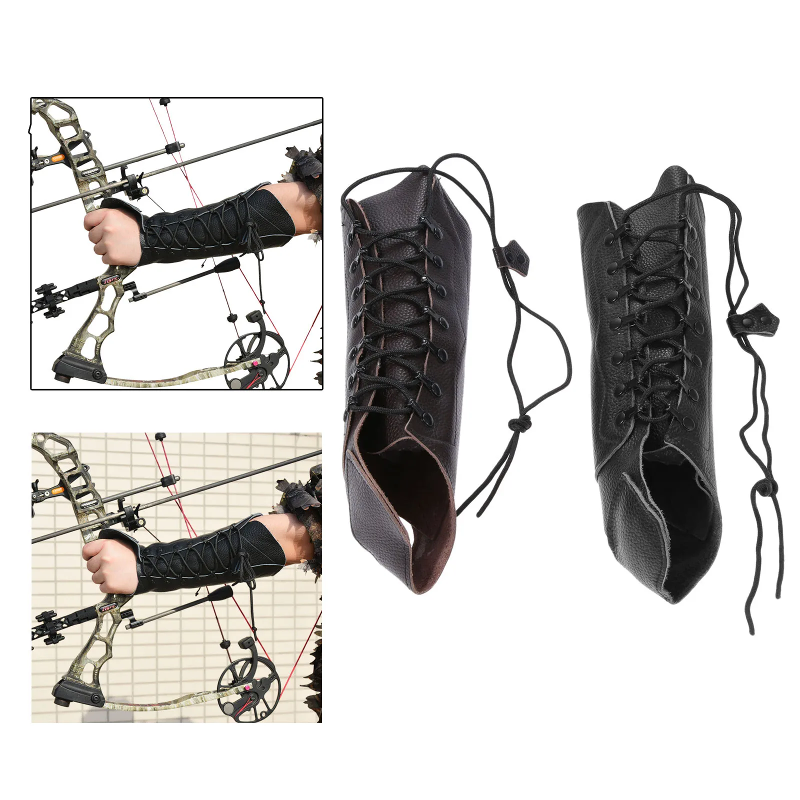

Cowhide Genuine Leather Adjustable Archery Arm Guard Protection Accessories Hunting Practice Safe Strap Armband Left-Hand