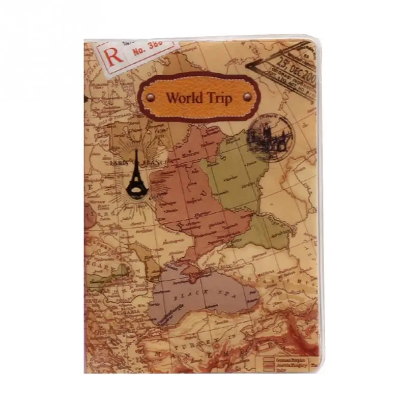 

NEW PVC Flat Printing World Map Passport Cover Holder Travel Card Case