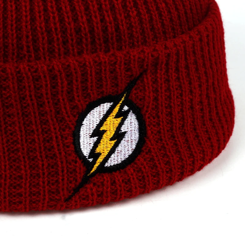 Зимняя шапка бини Skullies вязаная шапка Flash Hero Barry Allen вязаная зимняя шапка теплая хип-хоп шапка унисекс подростковые шляпы