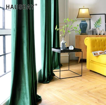 

High Shading Velvet Blackout Windows Curtains For Living Room Bedroom Interior Solid Color Home Decoration CT1023