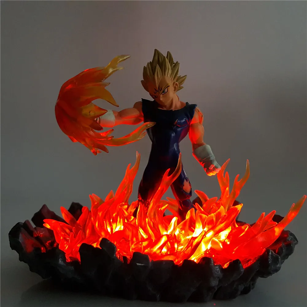 Dragon Ball Z Action Figures Vegeta Super Saiyan Fire Power DIY Model PVC LED Light Anime Dragon Ball Super Goku Vegeta Kids Toy