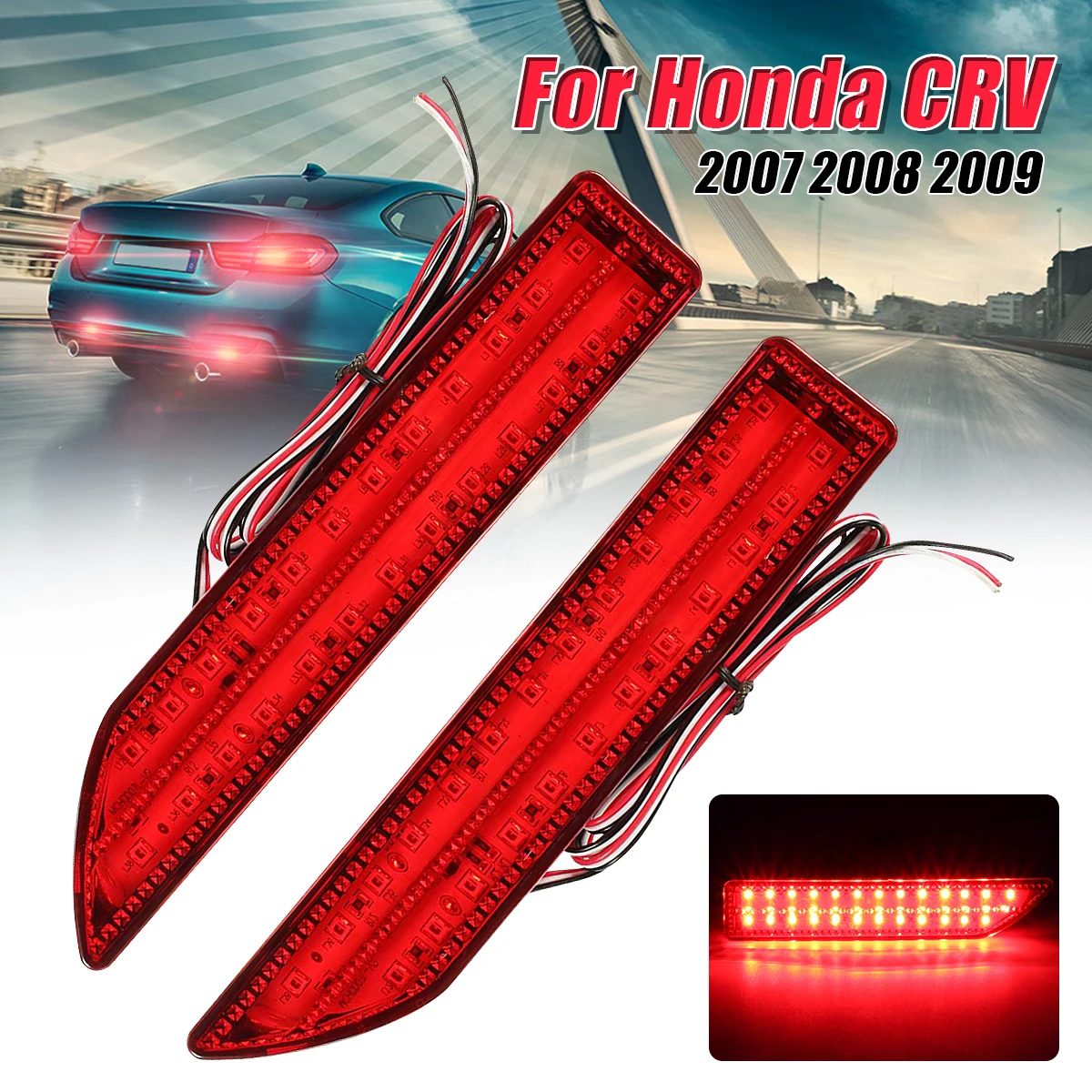 

Red Auto LED Reflector Stop Brake Lamp Car Tail Rear Bumper Light Fog Light for Honda CRV 2007 2008 2009