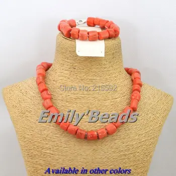 

African Orange Coral Beads Jewelry Set Costume African Nigerian Wedding Brial Jewelry Sets Wholesale Free shipping CJ304