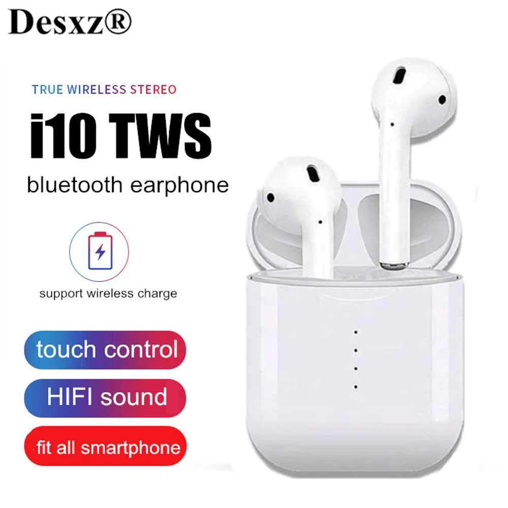 

i10 TWS Wireless Earphone Bluetooth 5.0 Earphones touch control Sport Earbuds with charge case wireless charging For Smartphone