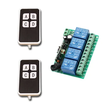 

DC12V 4CH Wireless Remote Control Switch System Receiver & 2pcs 4Keys Transmitter Remote Control Window Garage Doors Hot Sale