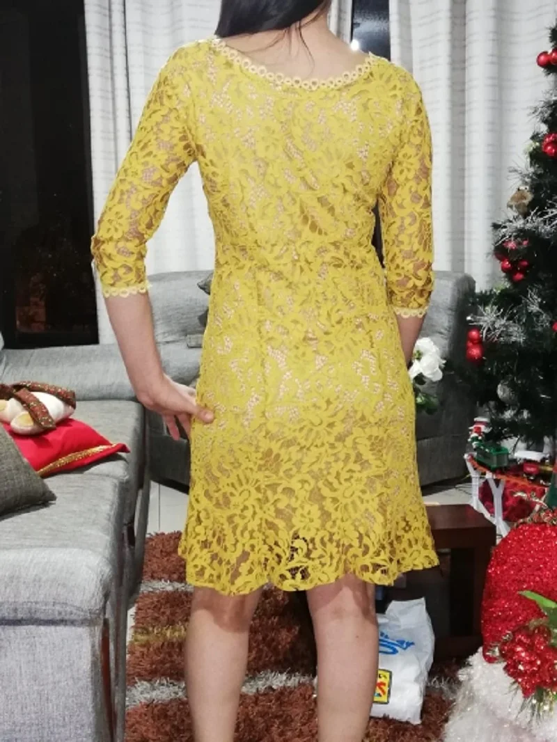 Lguc. H роскошное кружевное осеннее платье с запахом, элегантное женское вечернее платье, женская одежда, модная одежда желтого цвета XL