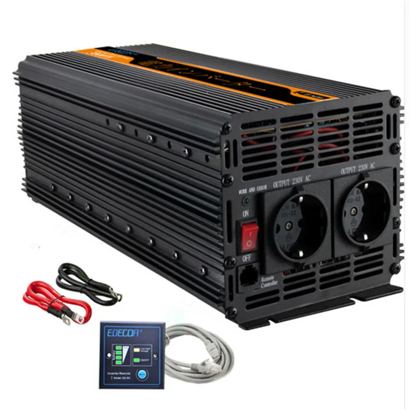 Edecoa инвертирующий усилитель мощности 3000 w/6000 Вт AC/DC 12V AC 230 В Модифицированная синус Преобразователь частоты постоянного тока в переменный инвертор с пультом дистанционного управления