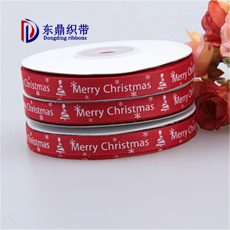 

10MM Wide Christmas Grosgrain Red Ribbons For Decorations Merry Christmas Gift Packing Ribbons Christmas Stuff For Tree AT83