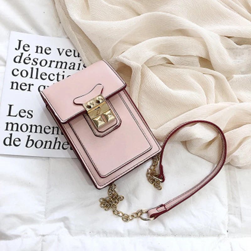 

2019 new personality multi-function fashion chain texture slung shoulder mobile phone bag simple wild small square bag