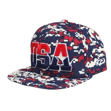 Wholesale custom your own design snapback cap for summer dress ,camo styles with 3d USA logo on front hat ,changable logo colors
