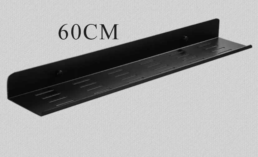 Black 60CM one piece Лак для ногтей, алюминий, черный, серебристый, полки для ванной комнаты на кухню стену полку, душ, твердая стойка, аксессуары для ванной комнаты, 20-60 см, длина C - Цвет: Black 60CM one piece