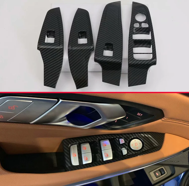 

For BMW 3 Series G20 2019 2020 Carbon fiber style Door Window Armrest Cover Switch Panel Trim Molding Garnish
