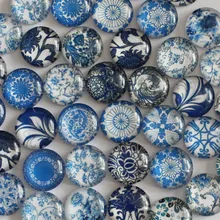 12 мм смешанный стиль синий и белый фарфор круглый стеклянный кабошон купол ювелирные изделия в поисках Камея Подвеска Настройки 50 шт./лот(K02848